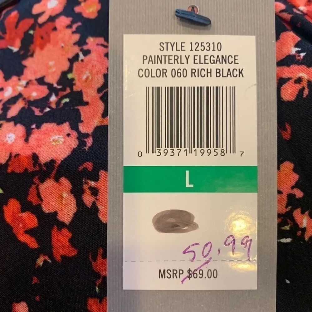Chaus Black Floral Pattern Rayon Pants - Picture 5 of 8